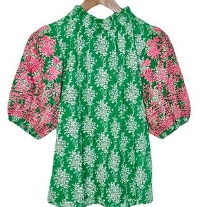 The Emmy Floral Embroidered Puff Sleeve Top